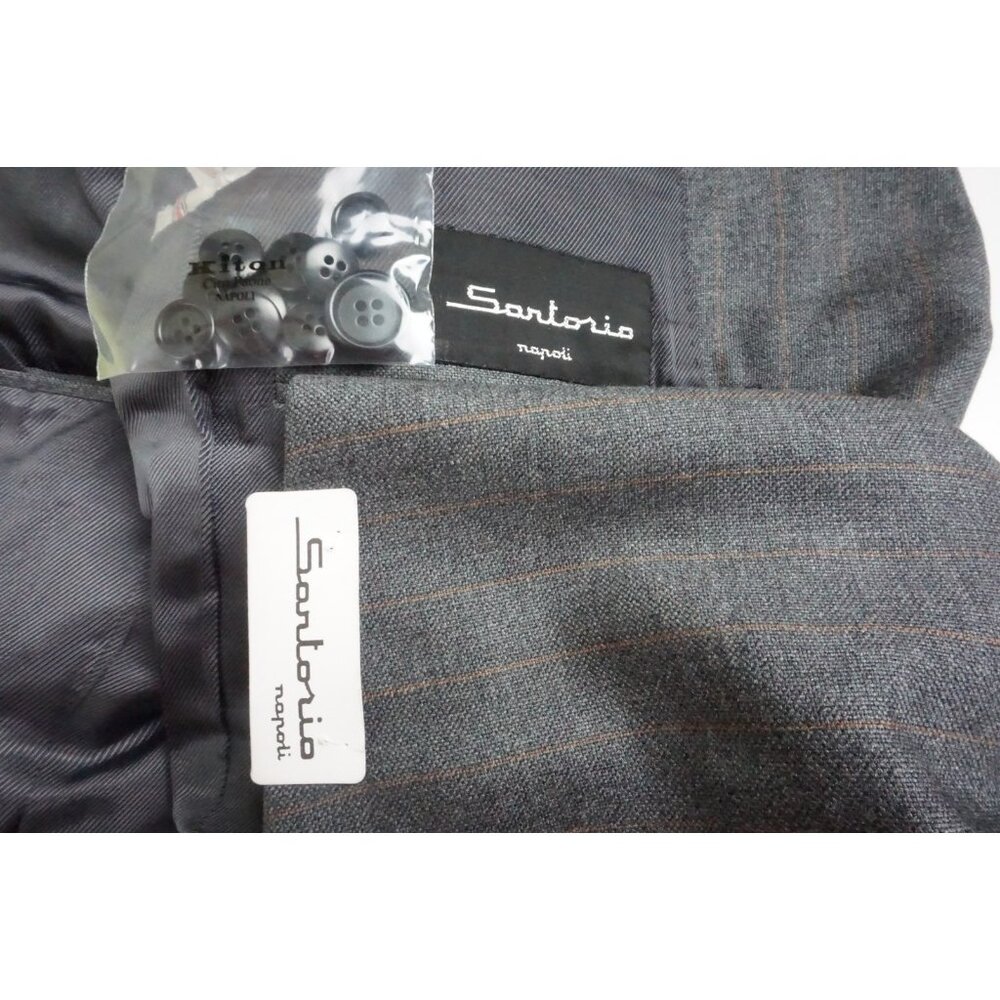 Sartorio Napoli Gray Brown Striped Wool 2 Pc Suit Jacket Pants 40R BRAND NEW